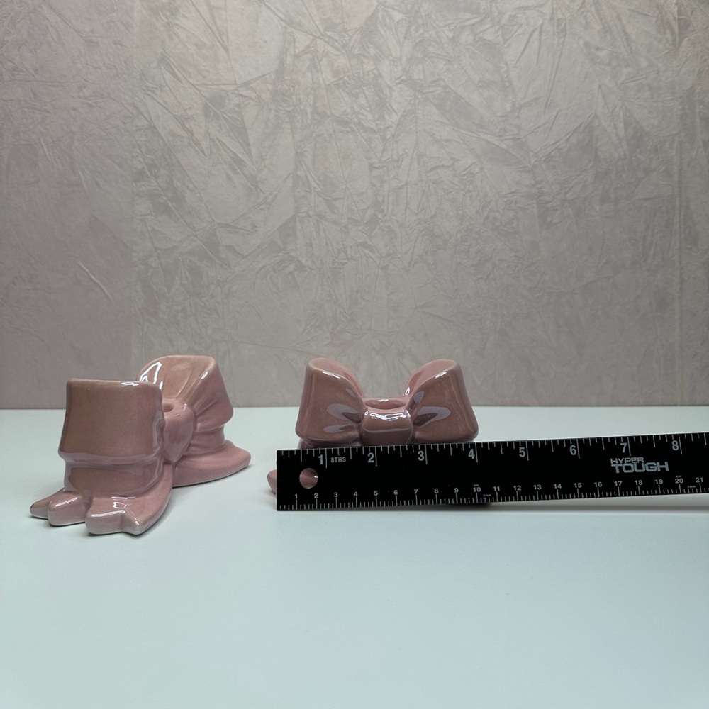 Pink Bow Ceramic Candle Holders - Picture 8 of 9